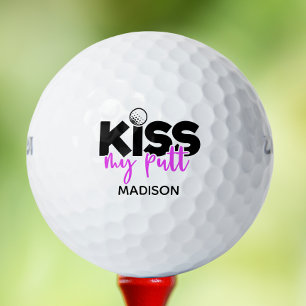 Golf Kiss My Putt Funny Modern Persoonlijke Naam Golfballen
