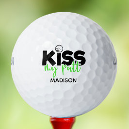 Golf Kiss My Putt Funny Modern Persoonlijke Naam Golfballen