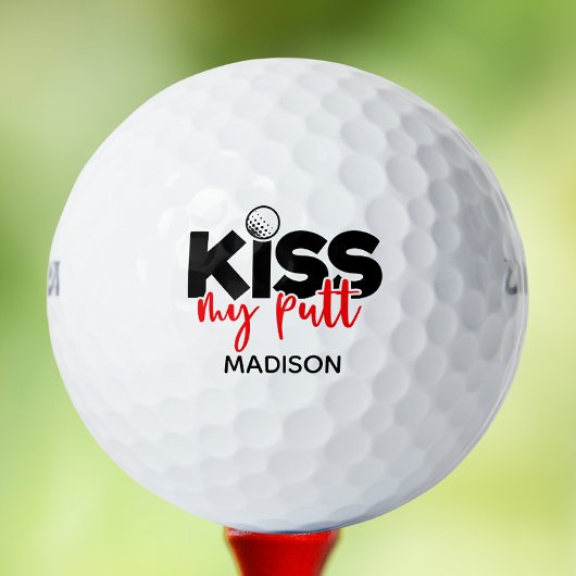 Golf Kiss My Putt Funny Modern Persoonlijke Naam Golfballen