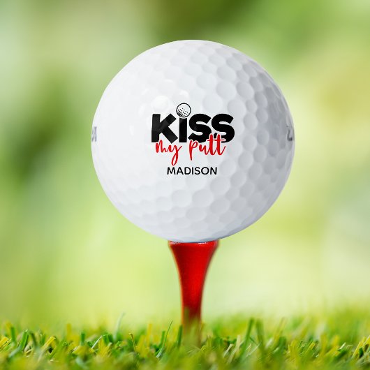 Golf Kiss My Putt Funny Modern Persoonlijke Naam Golfballen