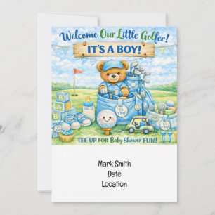 Golf Kleine Golfer Baby Jongen Shower Uitnodiging