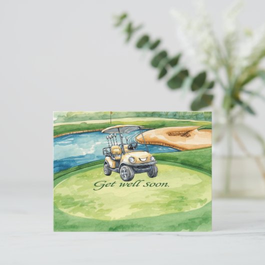 Golf Krijg snel goed met tekst en bal op groen Briefkaart (Staand voorkant)