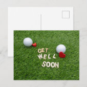 Golf Krijg snel goed met tekst en bal op groen Briefkaart (Voorkant / Achterkant)