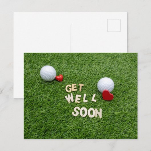 Golf Krijg snel goed met tekst en bal op groen Briefkaart (Voorkant / Achterkant)