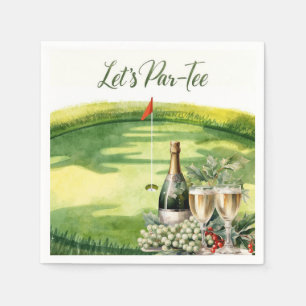 Golf Laat Ons Par tee met golfvlag op groene witte Servet