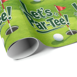 Golf Laat Ons Uitstappen met golfvlag op groene wi Cadeaupapier