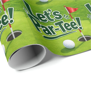 Golf Laat Ons Uitstappen met golfvlag op groene wi Cadeaupapier