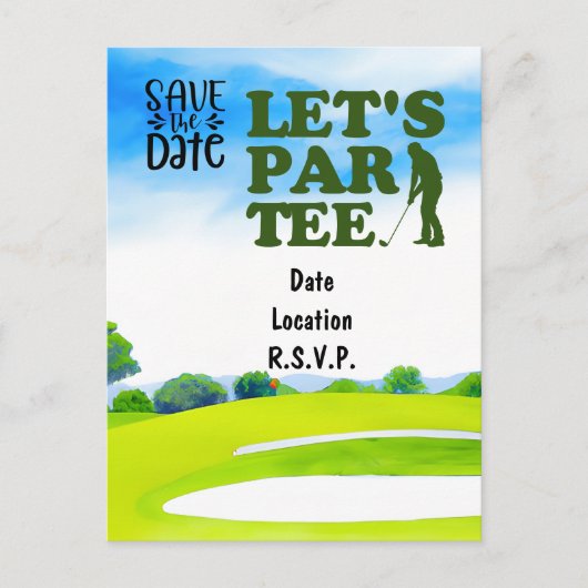 Golf laat Par T-shirt Partij sparen het Briefkaart (Voorkant)