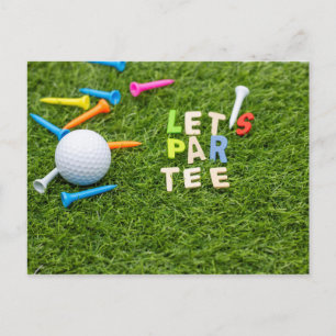 Golf laat t-shirt delen met golfbal en t-shirt op  briefkaart