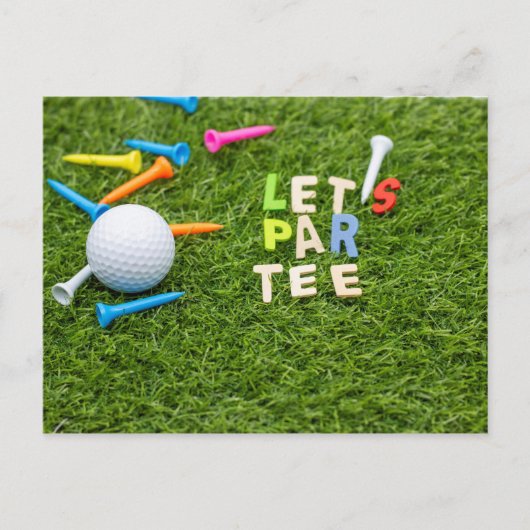 Golf laat t-shirt delen met golfbal en t-shirt op  briefkaart (Voorkant)