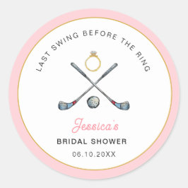 Golf "Laatste swing voor de ring" Vrijgezellenfees Ronde Sticker