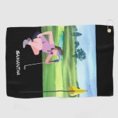 Golf Lady Golf-vrouw golft Golf Towel Golfhanddoek (Horizontaal)