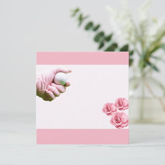 Golf Lady golfer houdt bal vast (Staand voorkant)