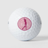 Golf Lady Golfer Player Chic Pink Sports Monogram Golfballen (Voorkant)