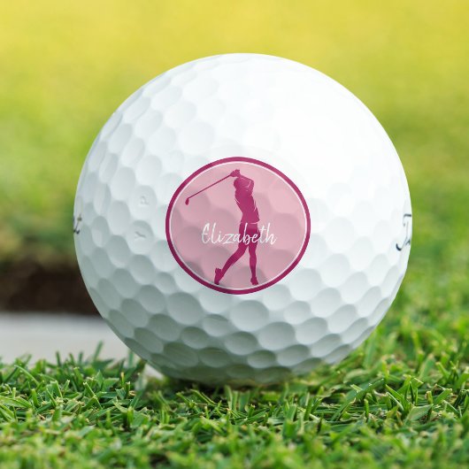 Golf Lady Golfer Player Chic Pink Sports Monogram Golfballen