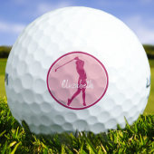 Golf Lady Golfer Player Chic Pink Sports Monogram Golfballen