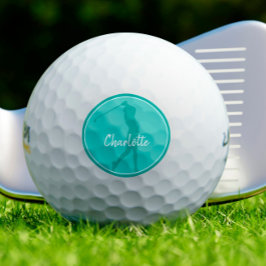 Golf Lady Golfer Player Chic Sports Monogram Blauw Golfballen