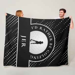 Golf Lady Golfer Silhouette Stylish Black & White Fleece Deken