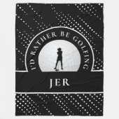 Golf Lady Golfer Silhouette Stylish Black & White Fleece Deken (Voorkant)