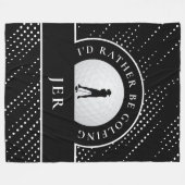 Golf Lady Golfer Silhouette Stylish Black & White Fleece Deken (Voorkant (Horizontaal))