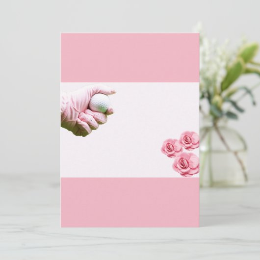 Golf Lady golfer's hand in roze houdt een bal vast Kaart (Staand voorkant)