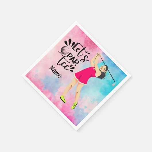 Golf Lady goufer roze thema Laat T-shirt Servet (Hoek)