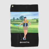 Golf Lady is golfspeler Golfhanddoek (Voorkant)