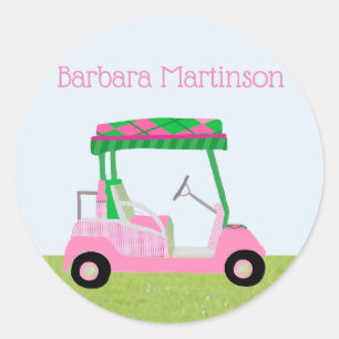Golf Lady thema retouradres Ronde Sticker