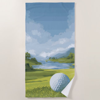Golf Landschapsillustratie – Schilderij van Schitt Strandlaken