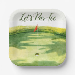 Golf Laten we een Par tee maken met golfvlag op gr Papieren Bordje