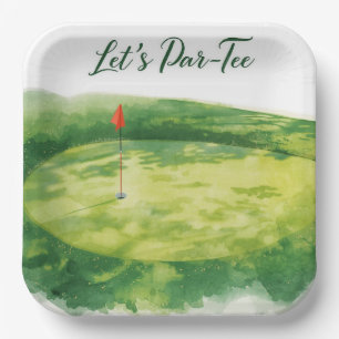 Golf Laten we een Par tee maken met golfvlag op gr Papieren Bordje