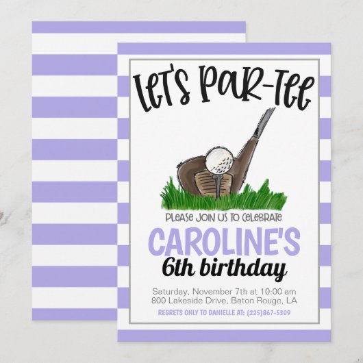 Golf Laten we Par-t-shirt verjaardagsuitnodiging Kaart (Voorkant / Achterkant)