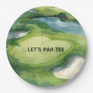 Golf Laten we Par-Tee Aquarel Papieren Borden Grap Bordje