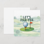 Golf Laten we Par-Tee Feest Golf Thema Kaart (Voorkant / Achterkant)