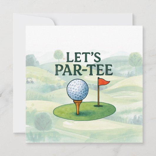 Golf Laten we Par-Tee Feest Golf Thema Kaart (Voorkant)