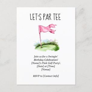 Golf Laten we Par tee met golfvlag op groene uitno Briefkaart