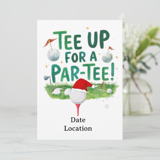 Golf Laten we Par tee voor Kerstmis  Kaart (Staand voorkant)