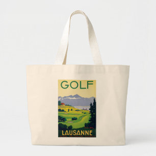 Golf Lausanne City-meer Zwitserland Grote Tote Bag
