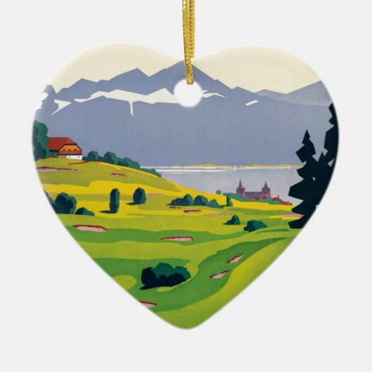  Golf Lausanne City-meer Zwitserland Keramisch Ornament (Voorkant)