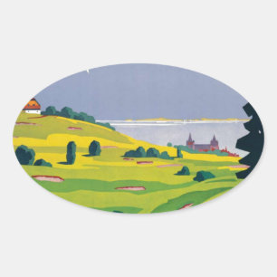 Golf Lausanne City-meer Zwitserland Ovale Sticker
