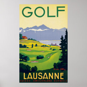  Golf Lausanne City-meer Zwitserland Poster