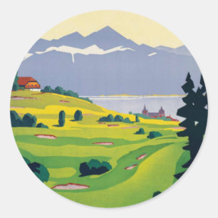 Golf Lausanne City-meer Zwitserland Ronde Sticker