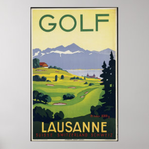 Golf Lausanne Vintage Travel Poster & Retro Print