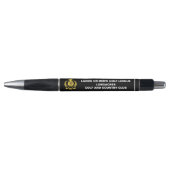 Golf League Logo Website Telefoon Zwart Goud Pen (Voorkant)