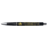 Golf League Logo Website Telefoon Zwart Goud Pen (Voorkant)