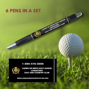 Golf League Logo Website Telefoon Zwart Goud Pen