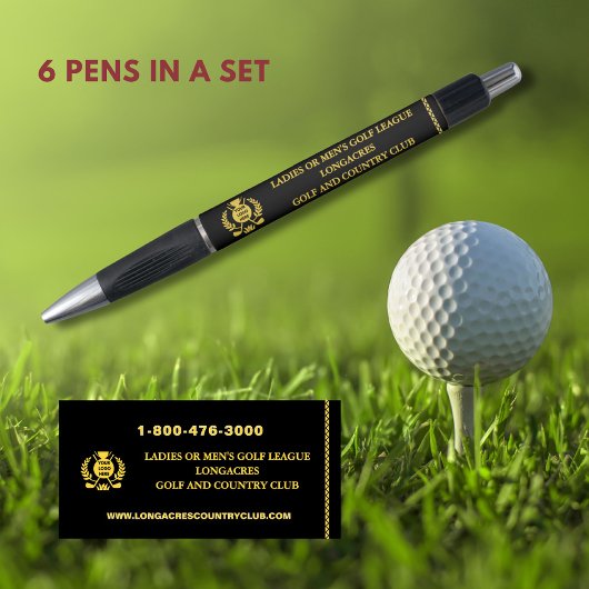 Golf League Logo Website Telefoon Zwart Goud Pen