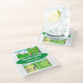 Golf Legend met 4 Funny Cartoons Golf Glazen Onderzetter (Schuin)