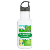 Golf Legend met 4 Funny Cartoons Golf Waterfles (Voorkant)