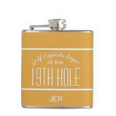 Golf Legends 19th Hole Golfbaan Citaat Geel Heupfles (Voorkant)